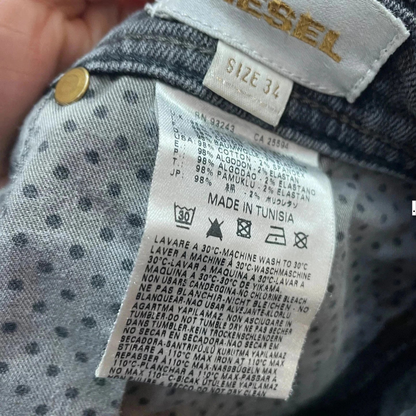 Navy Diesel Wide Leg Jeans - 34W