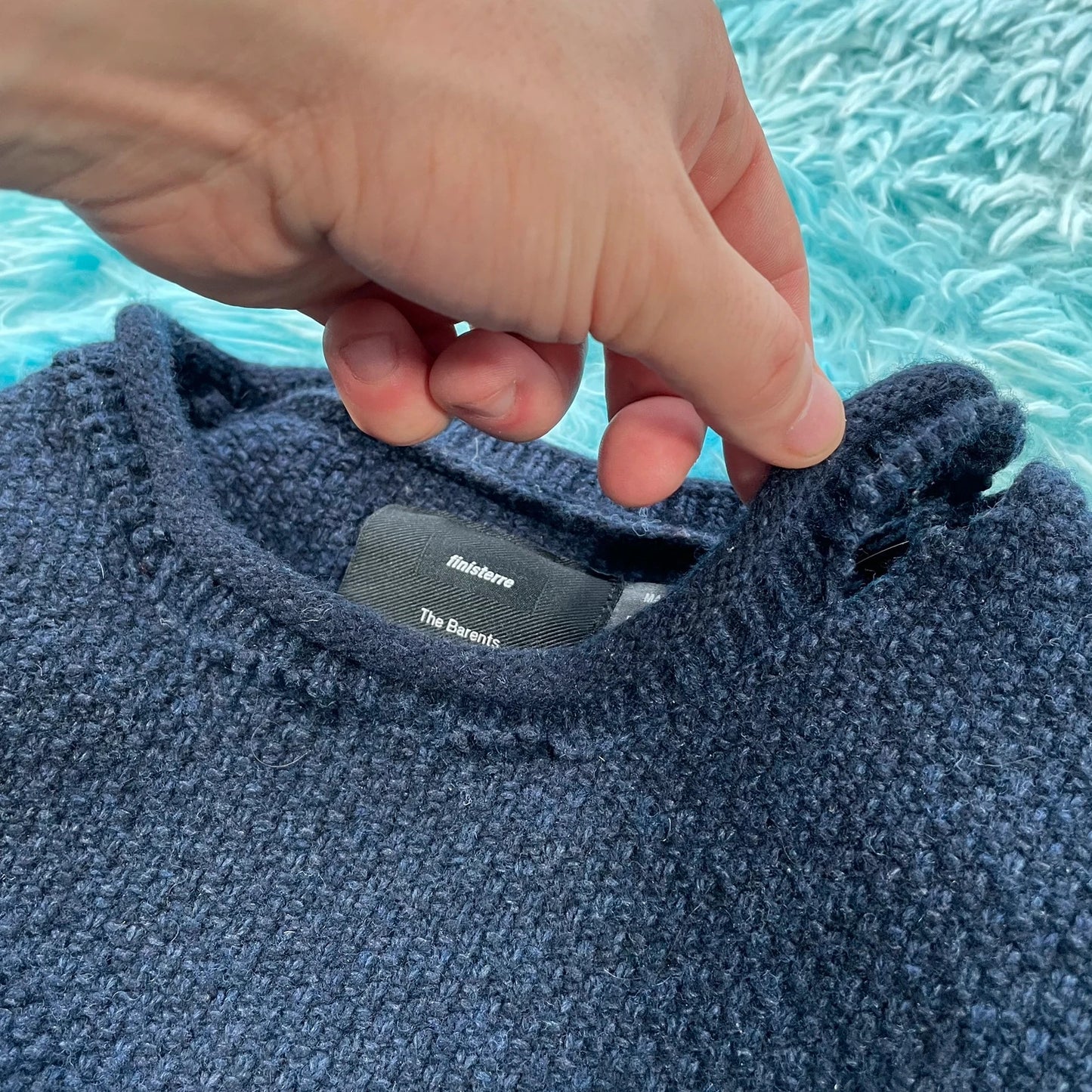 Navy Finisterre Knitted Jumper - Medium