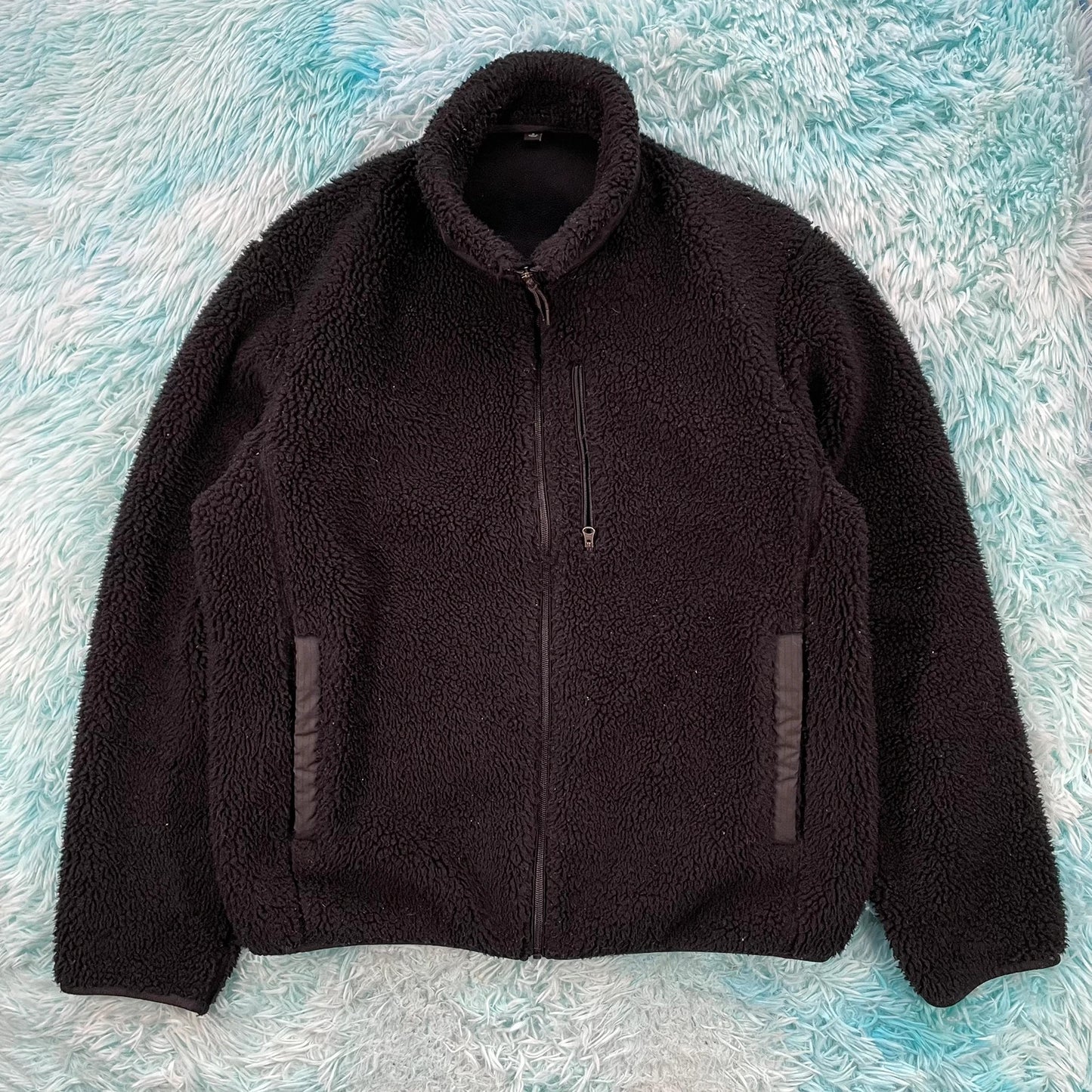 Black Uniqlo Sherpa Fleece Jumper - Medium