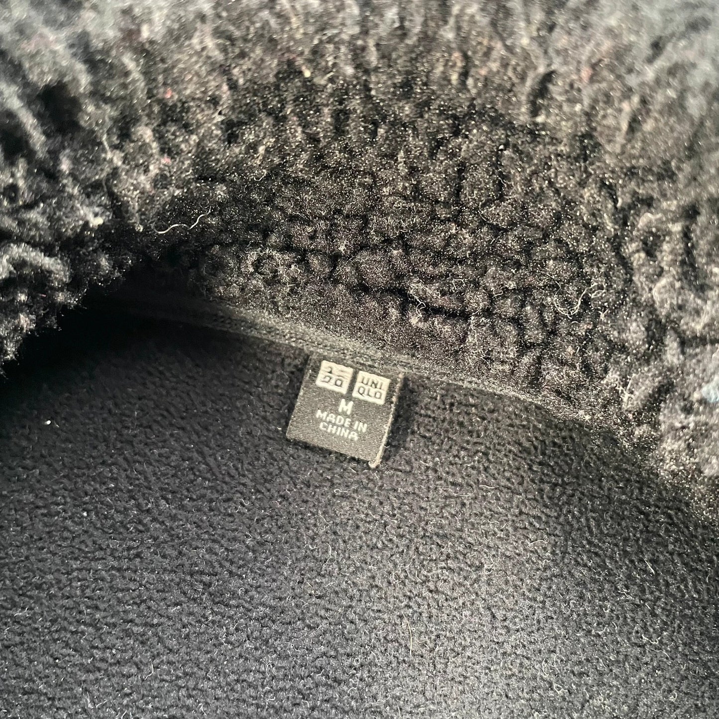 Black Uniqlo Sherpa Fleece Jumper - Medium