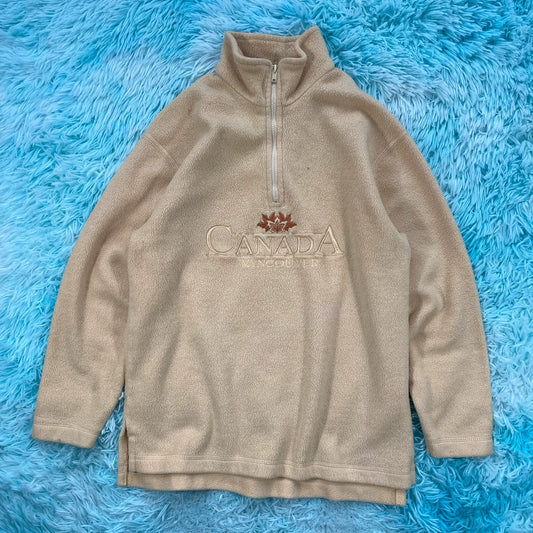 Vintage Yellow Canada Embroidered 1/4 Zip Fleece - Small