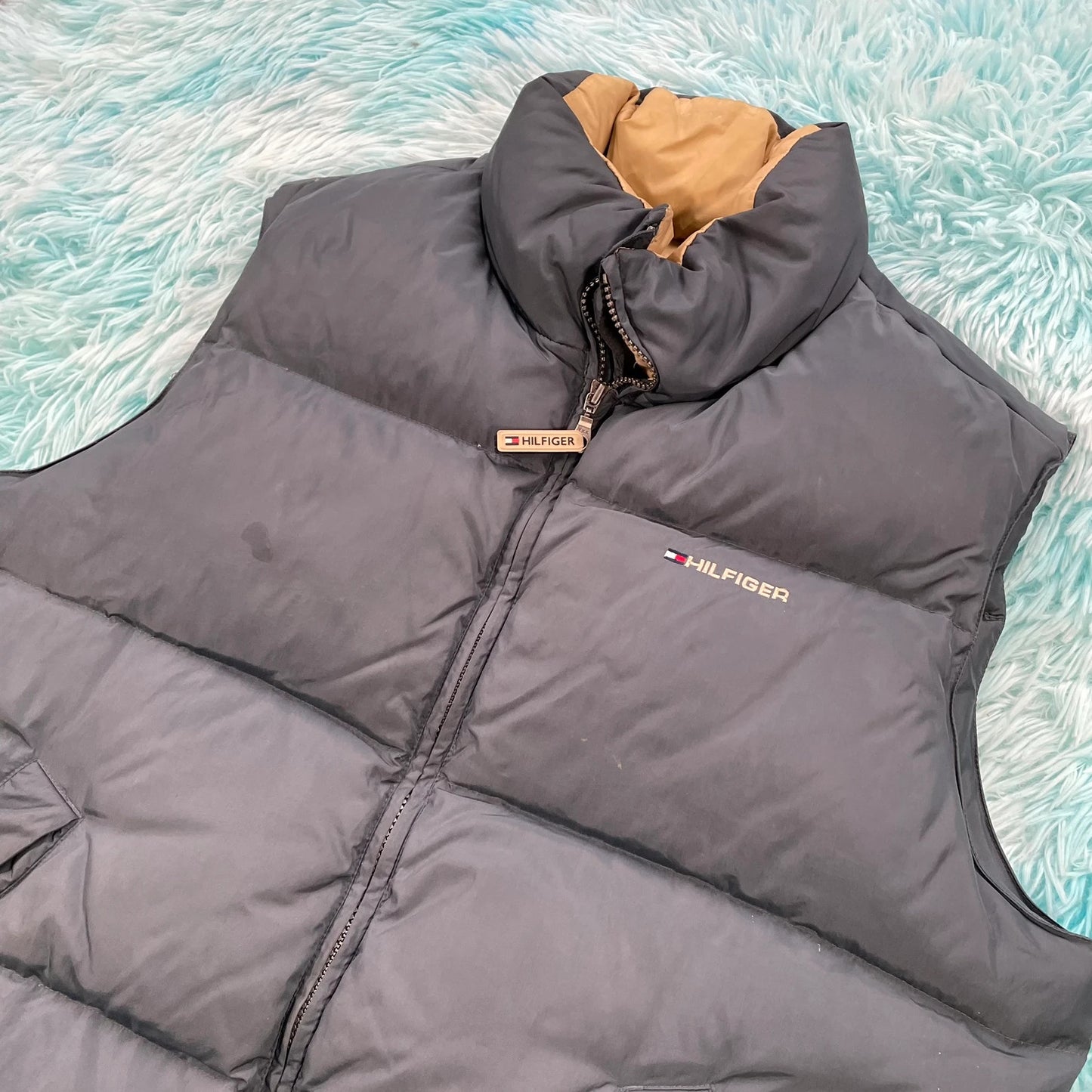 Grey Tommy Hilfiger Puffer Jacket Gilet - Medium