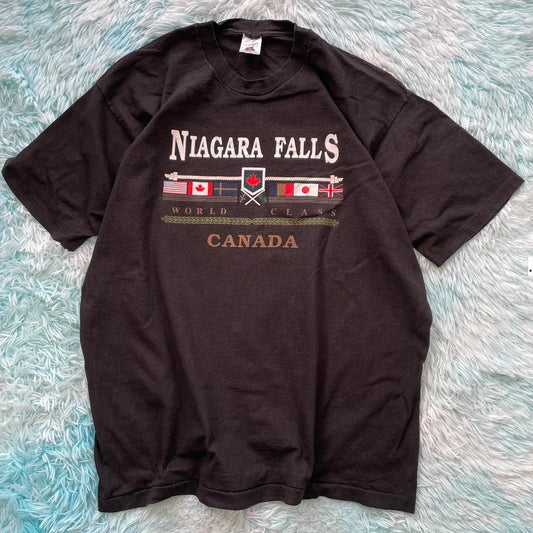 Vintage 90s Black Niagara Falls Graphic T Shirt - XXL