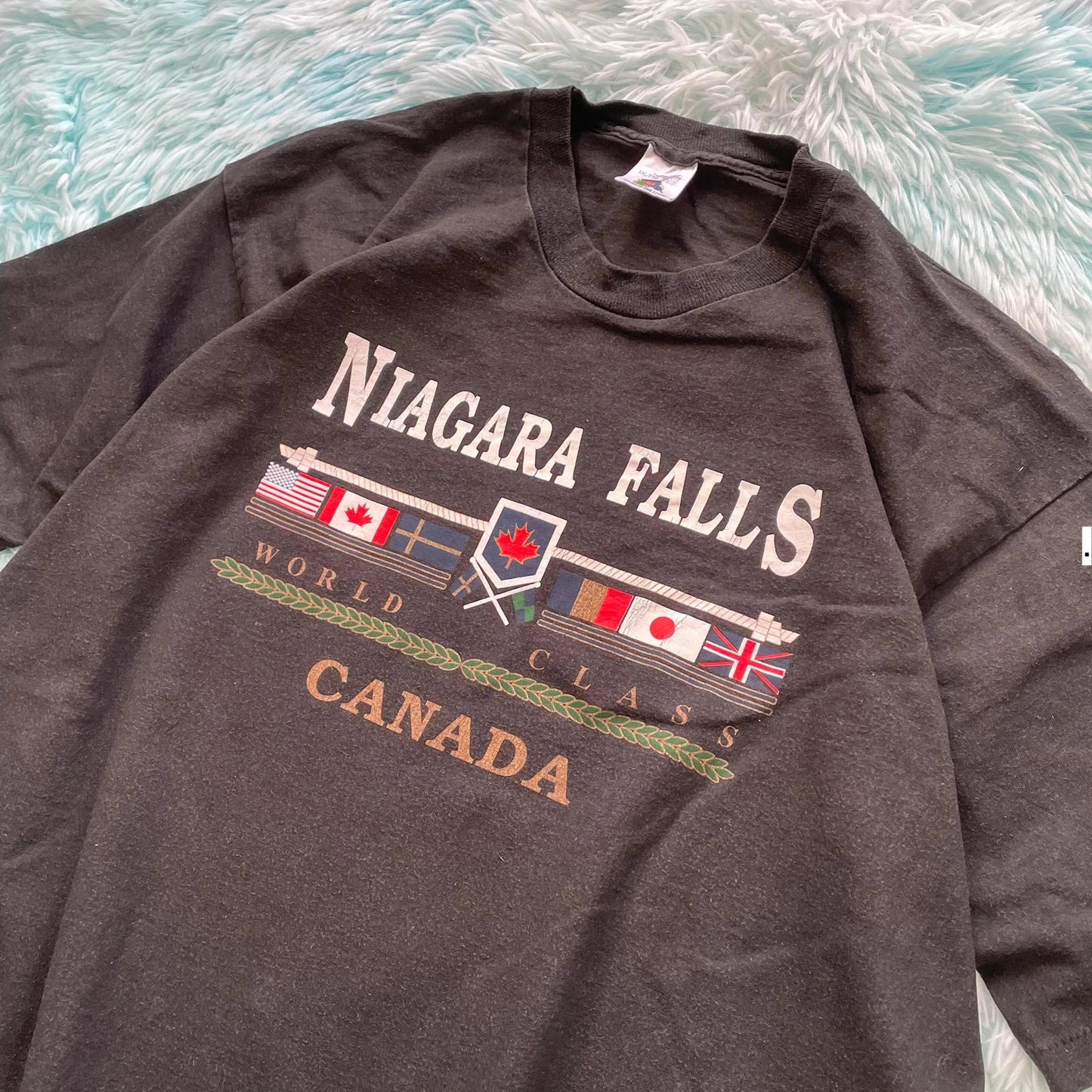Vintage 90s Black Niagara Falls Graphic T Shirt - XXL