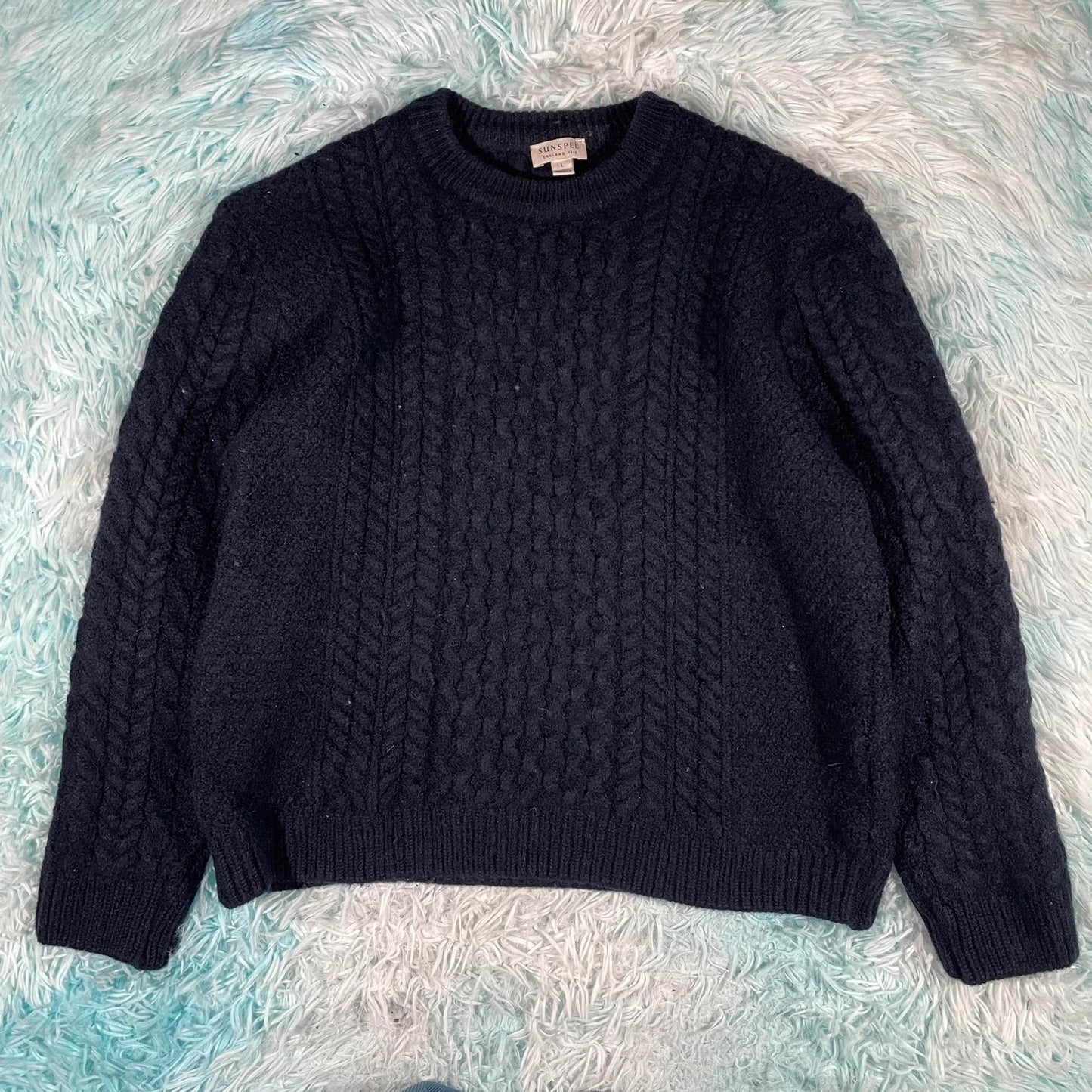 Dark Navy Sunspel Wool Knitted Jumper - Small