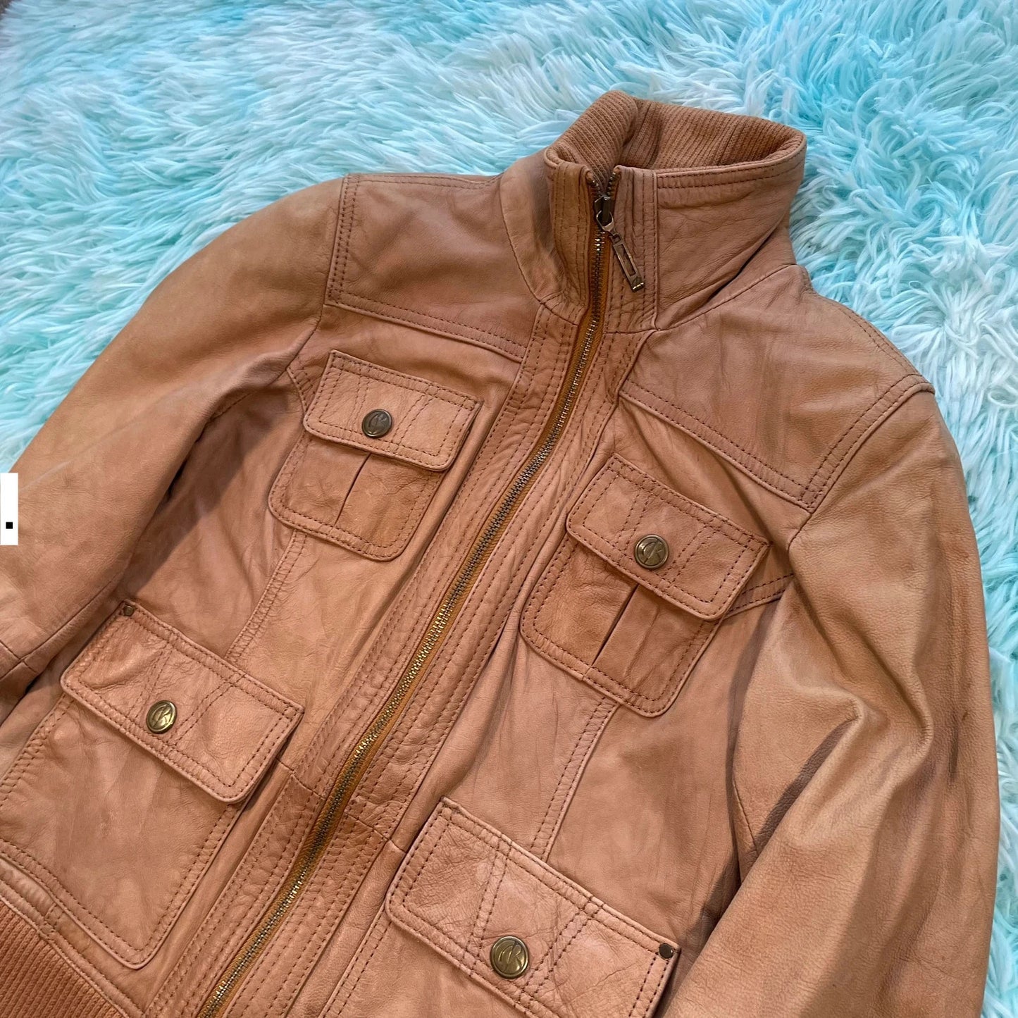 Vintage Brown Fitted Leather Jacket - Small