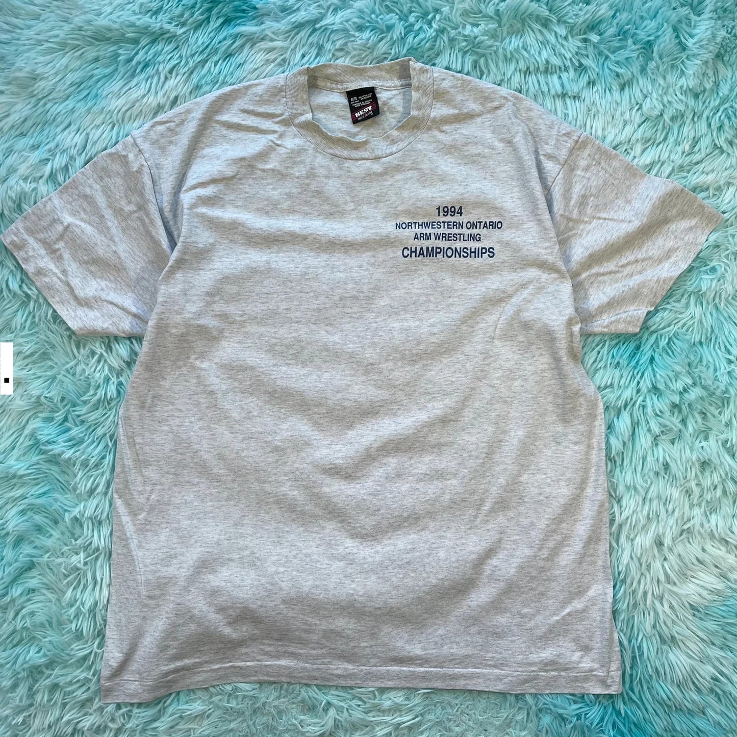 Vintage 90s Grey Arm Wrestling Graphic T Shirt - XL