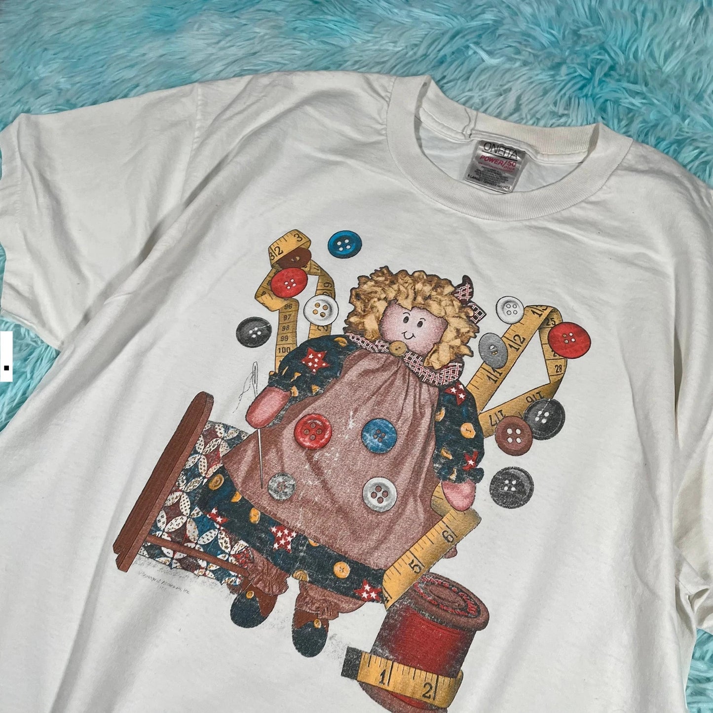 Vintage 90s White Ragdoll Graphic T Shirt - XL