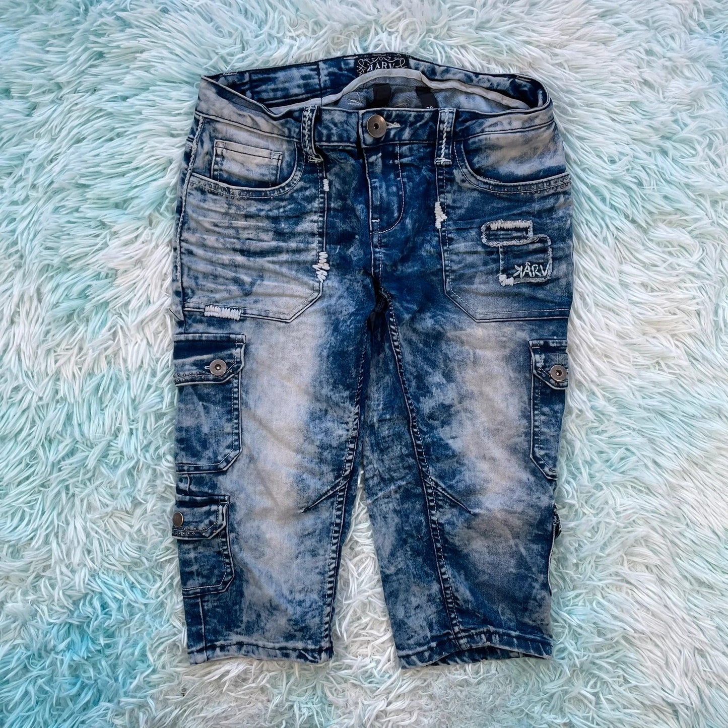 Bleach Wash Denim Jean Shorts Jorts - 28W