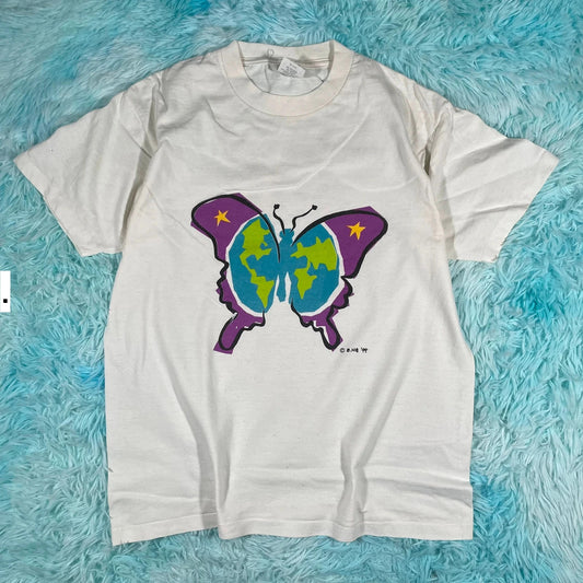 Vintage 90s White Nature Graphic T Shirt - Large