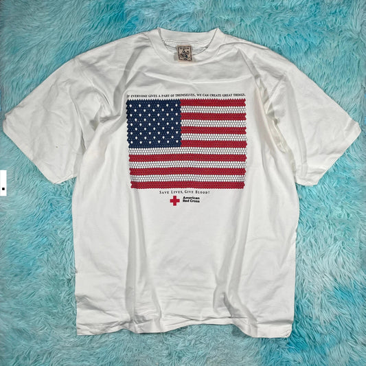 Vintage 90s White USA Red Cross T Shirt - XXL