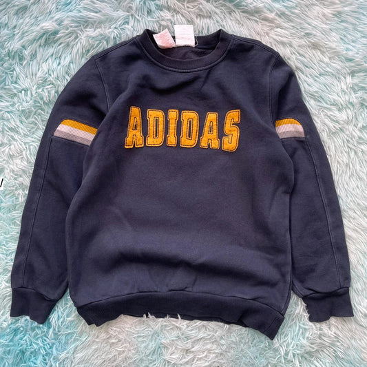 Navy Adidas Sweatshirt Spellout - XS
