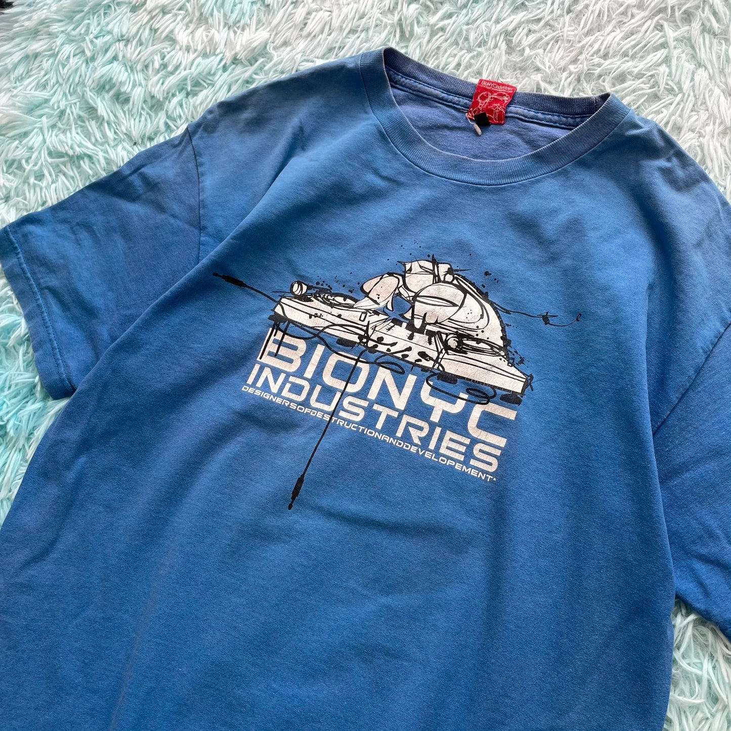 Blue Bionyc Industries Techno Skate Graphic T Shirt - Large