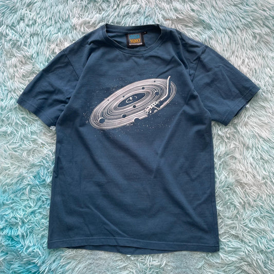 Vintage 00s Navy Vinyl Graphic T Shirt - Small