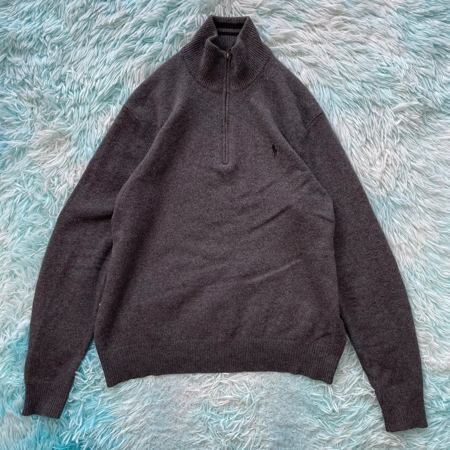 Grey Polo Ralph Lauren 1/4 Zip Jumper Wool Cashmere - Medium