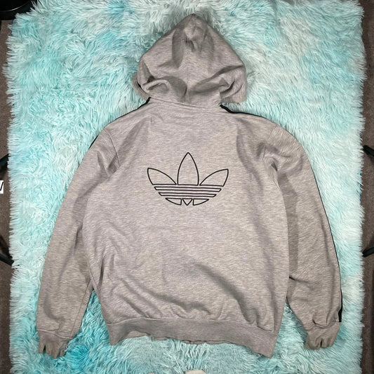 Vintage 00s Grey Adidas Hoodie Full Zip - XL
