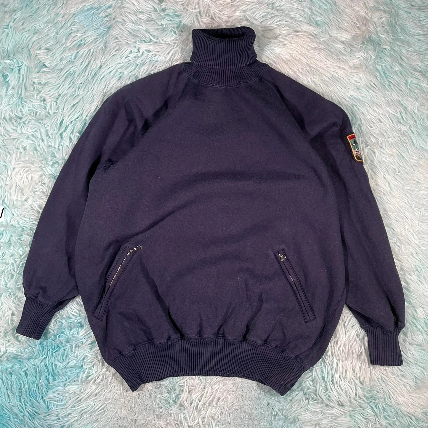 Vintage 90s Navy Ralph Lauren Skiing Rollneck Sweatshirt - Small