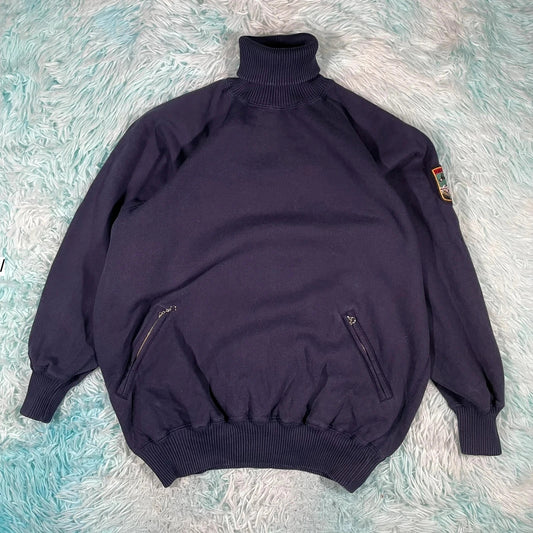 Vintage 90s Navy Ralph Lauren Skiing Rollneck Sweatshirt - Small