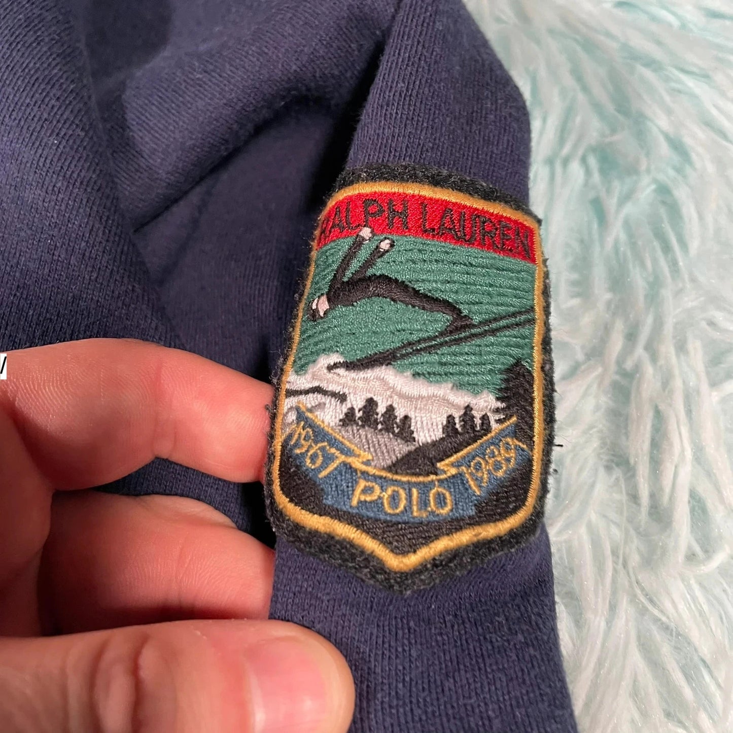 Vintage 90s Navy Ralph Lauren Skiing Rollneck Sweatshirt - Small