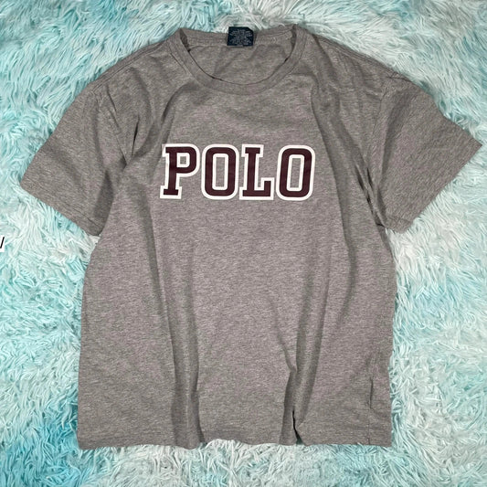 Vintage 90s Grey Polo Ralph Lauren Graphic T Shirt - Medium