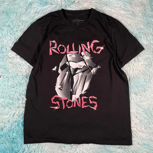 Black Rolling Stones Concert Band T Shirt - Large