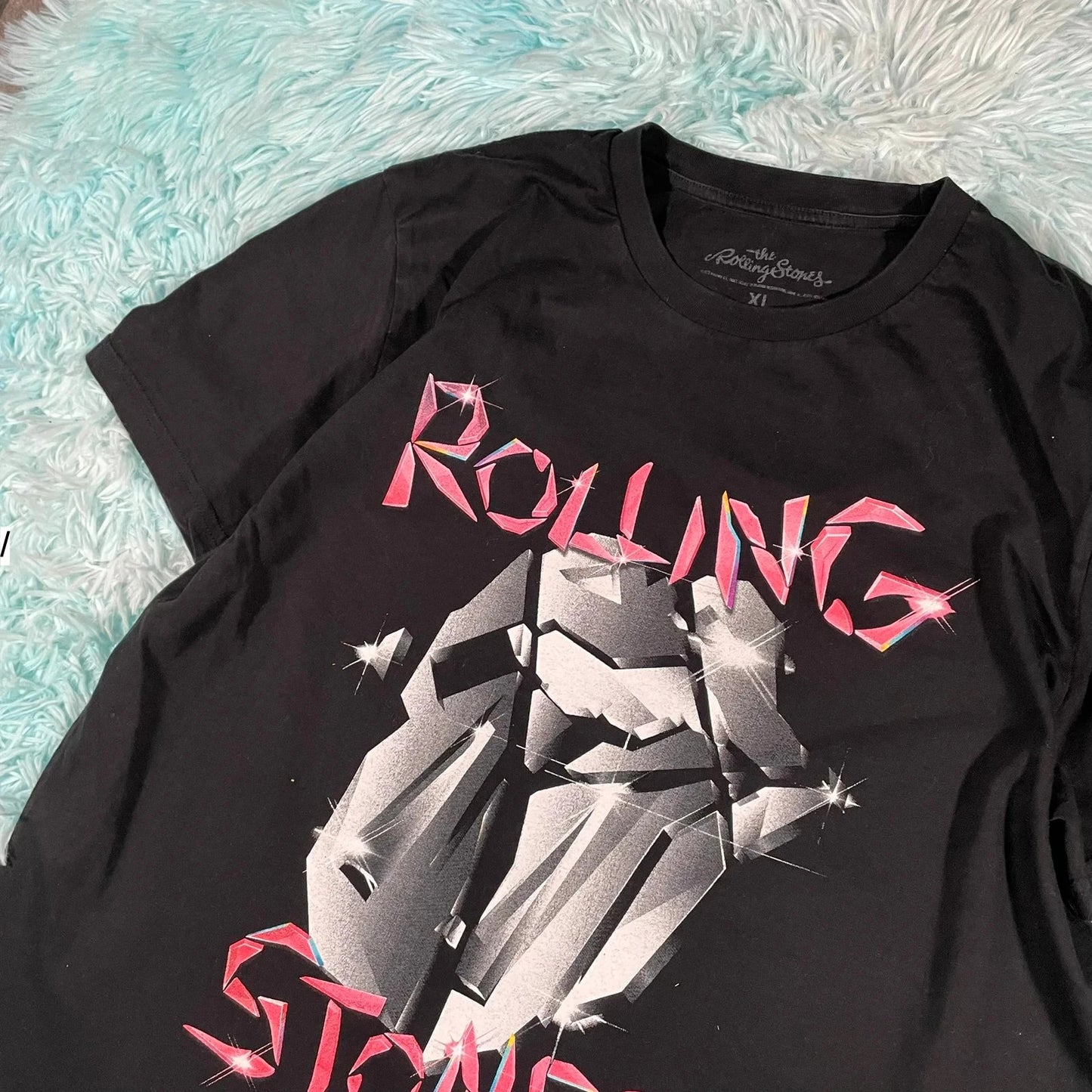 Black Rolling Stones Concert Band T Shirt - Large