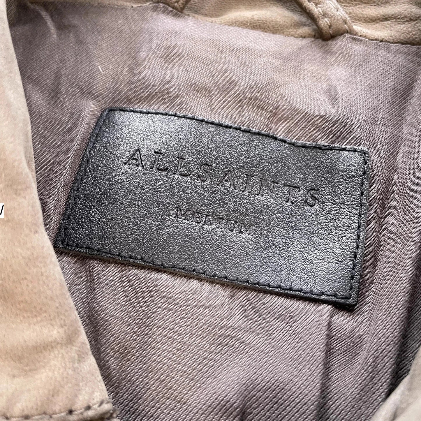 Tan Brown AllSaints Suede Leather Jacket - Medium