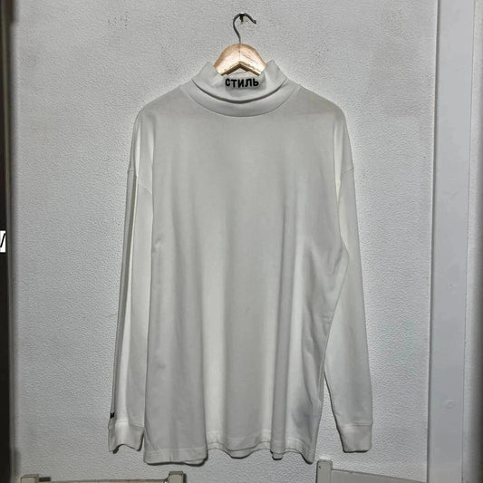 Vintage White Heron Preston Mock Neck T Shirt - Large