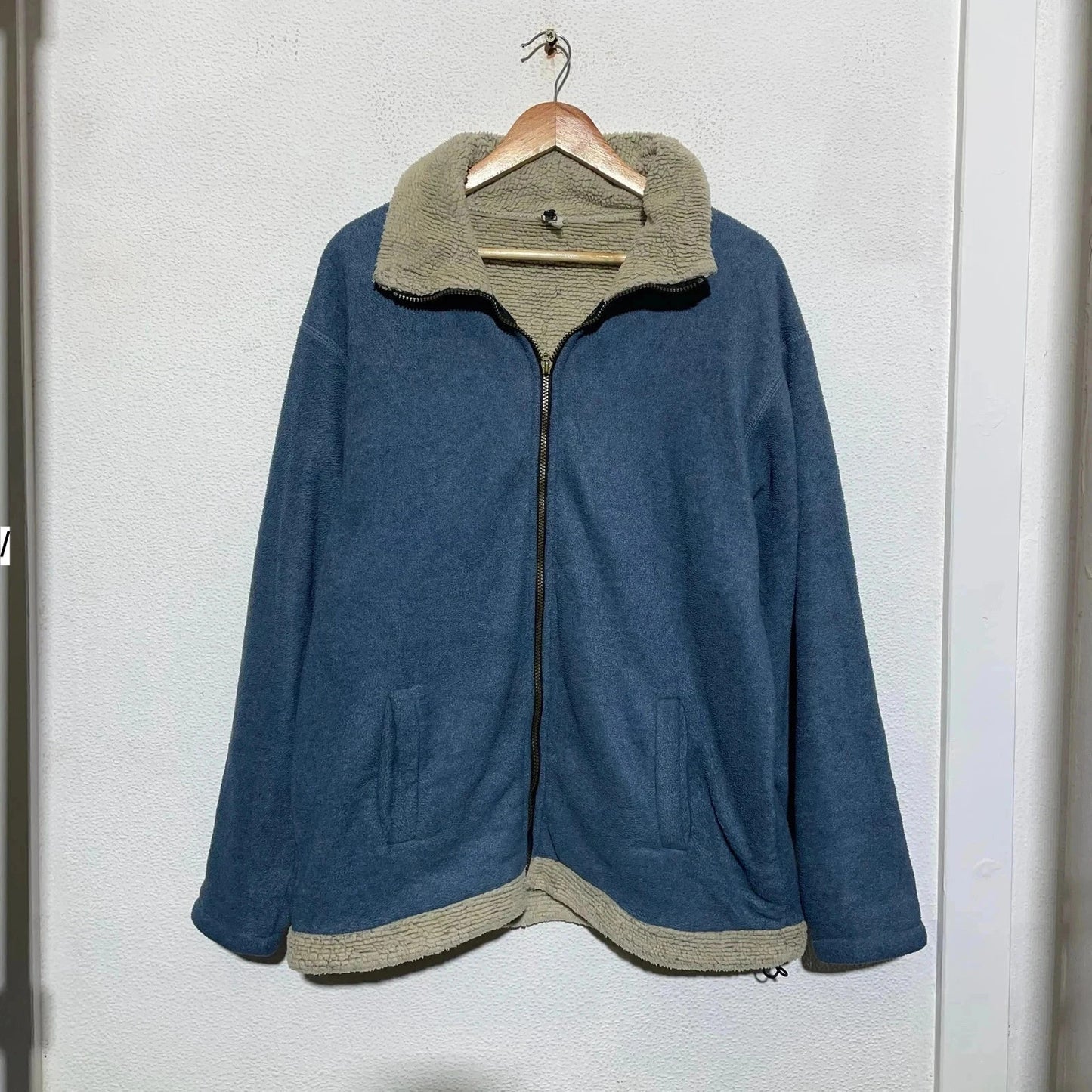Vintage Blue Sherpa Fleece Jumper - Medium