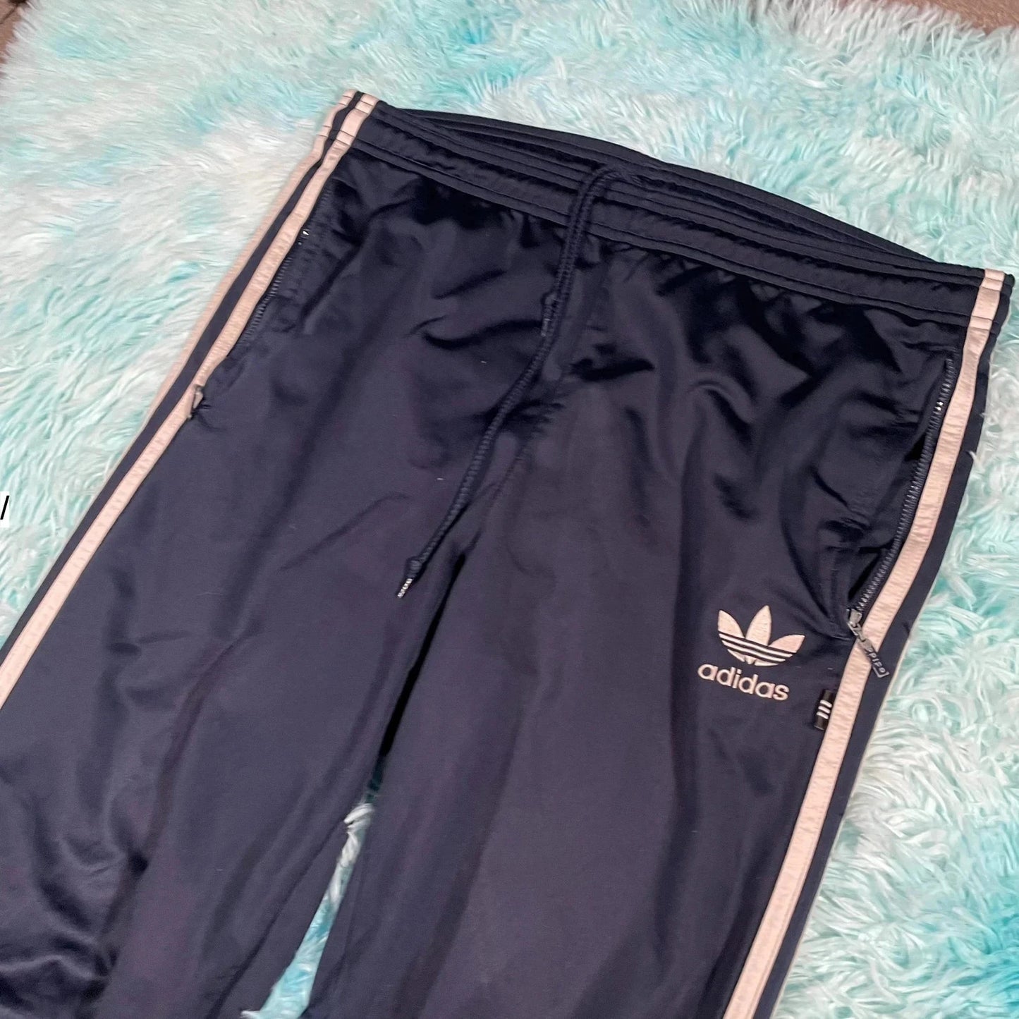 Vintage 90s Navy Adidas Tracksuit Bottoms - Medium