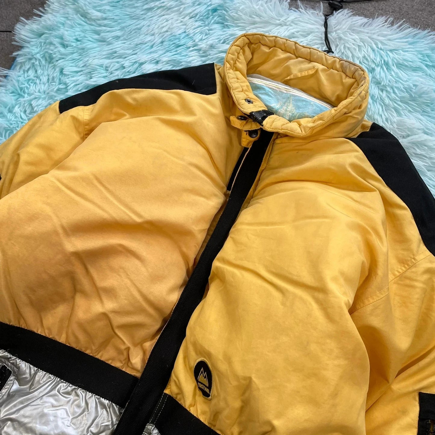 Vintage 90s Yellow First Down Puffer Jacket Ski - XXL