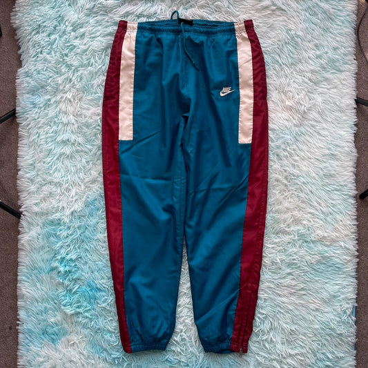 Vintage Retro Blue Nike Tracksuit Bottoms - Medium