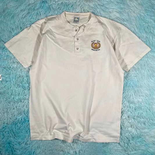 Vintage 90s Cream Henley T Shirt Regatta - XL