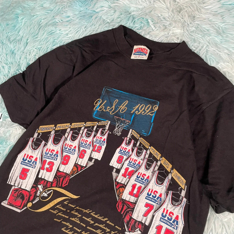 Vintage 1992 USA Basketball Graphic T Shirt Nutmeg - Medium