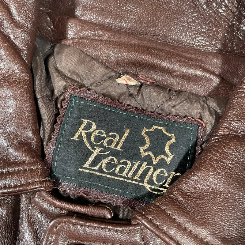 Vintage 90s Brown Leather Jacket - Large