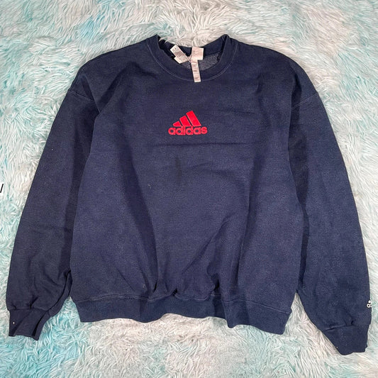 Vintage 90s Navy Adidas Sweatshirt- XL