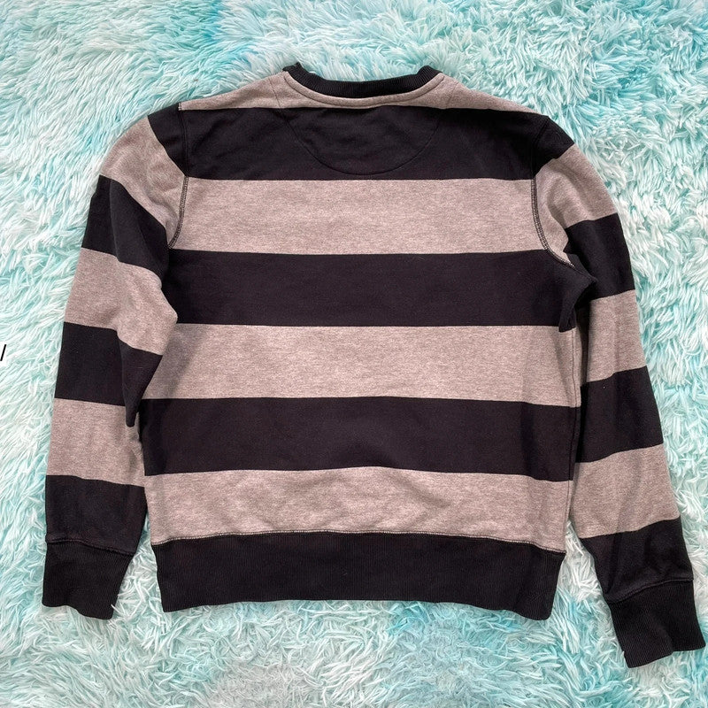 Grey & Black Striped Nike Sweatshirt - Large