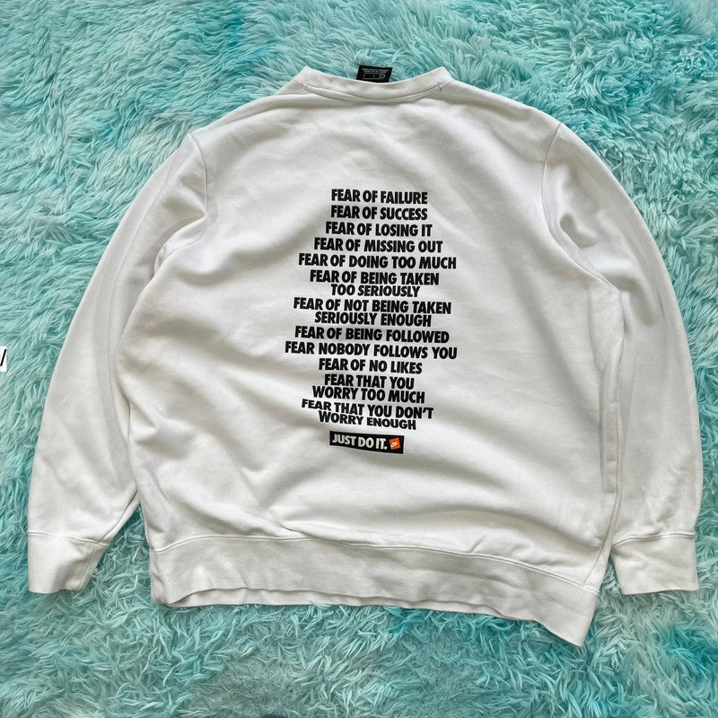White Nike Sweatshirt Graphic - Large