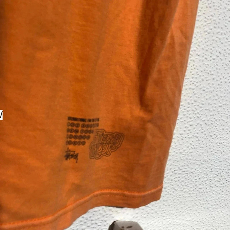 Orange Stussy T Shirt Vintage 90s made in USA - Large