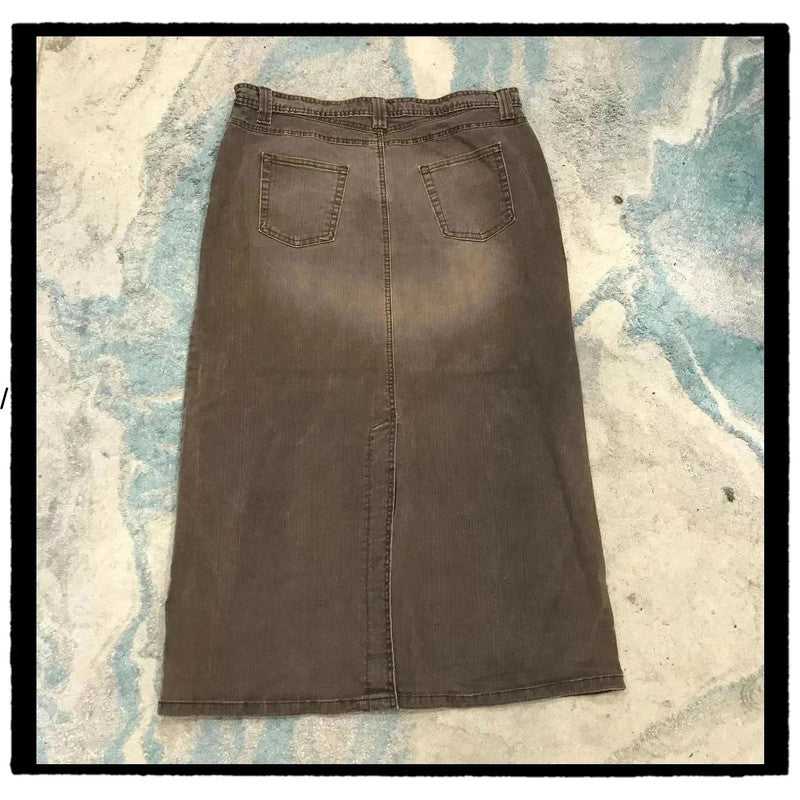 Vintage Faded Brown M&S Pencil Skirt - Size 18