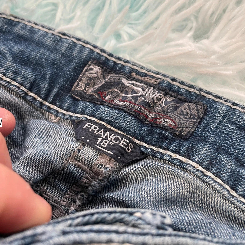 Vintage Y2K Silver Denim Jean Shorts Jorts Hot Pants - 31W