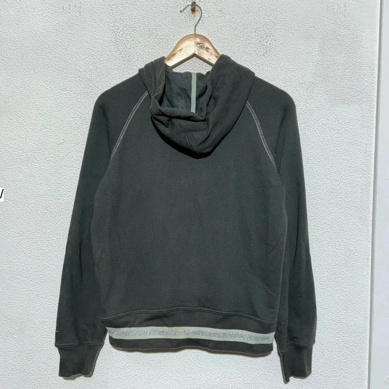Vintage Dark Grey Y2K Nike Hoodie Full Zip - Medium