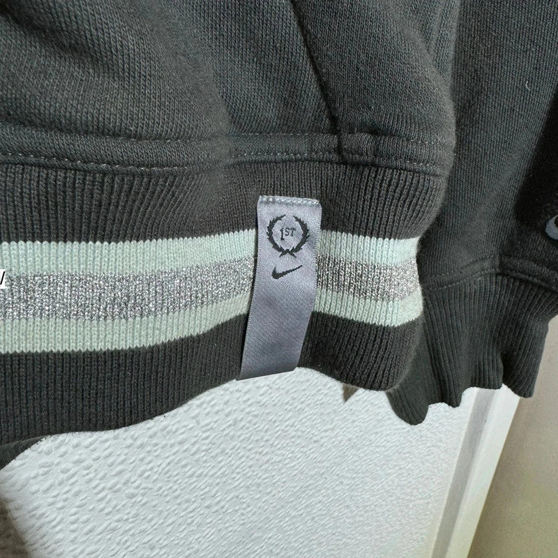 Vintage Dark Grey Y2K Nike Hoodie Full Zip - Medium