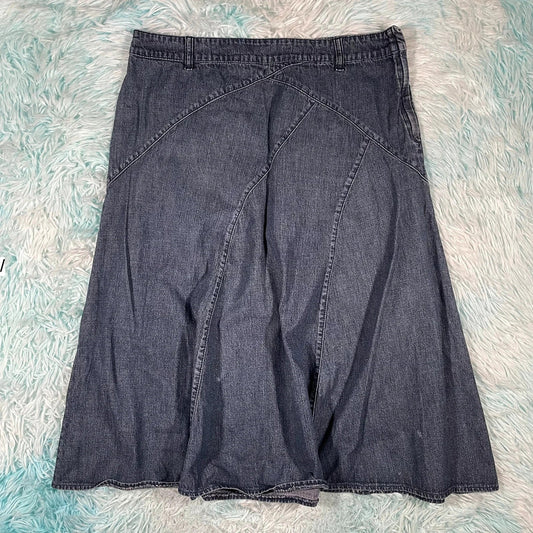 Vintage 00s Pleated Denim Skirt - Size 14