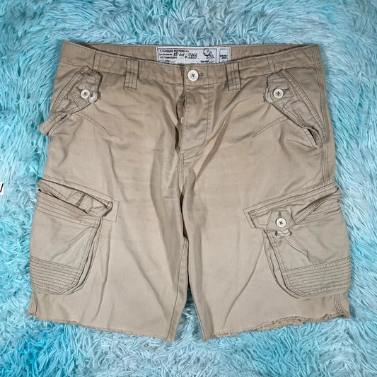 Vintage 00s Beige Cargo Shorts - 36W