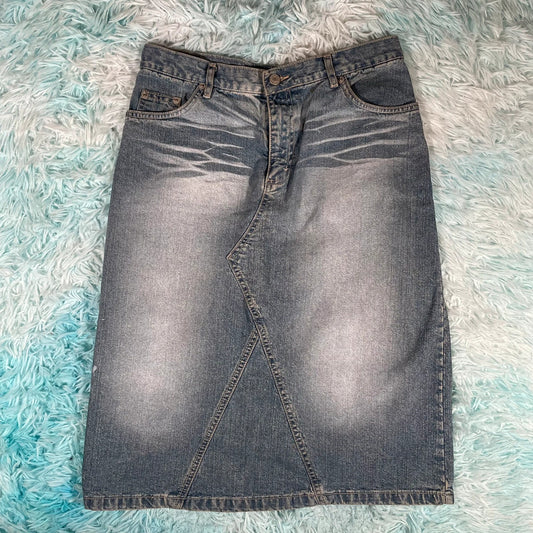 Vintage 90s Denim Midi Skirt - Size 12