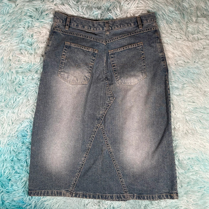 Vintage 90s Denim Midi Skirt - Size 12