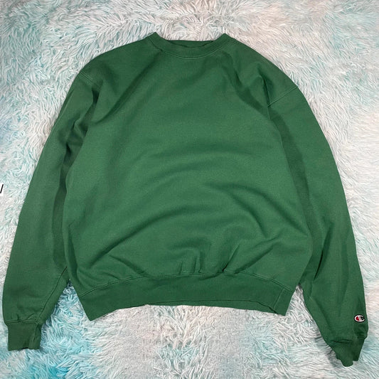 Vintage Green Champion Sweatshirt Blank - Large