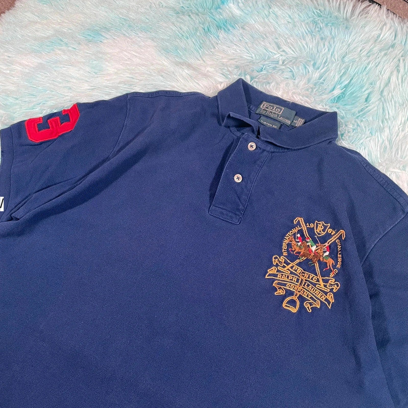 Vintage 90s Blue Polo Ralph Lauren Polo Shirt - Large