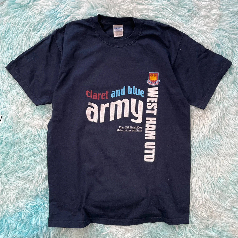 Vintage Navy 2004 Play off Final West Ham T Shirt - Medium